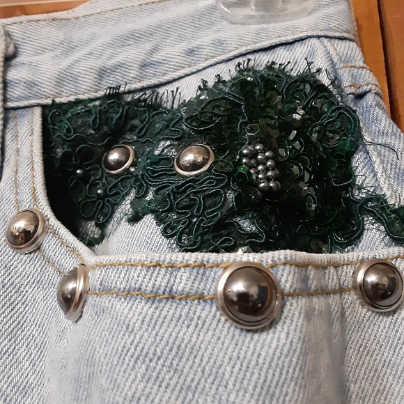 VTG 90’s CACHE amazing fit Lightwash Sequin mom 4 6 - Picture 6 of 15